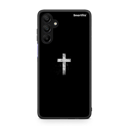 Samsung A15 5G White Cross θήκη από τη Smartfits με σχέδιο στο πίσω μέρος και μαύρο περίβλημα | Smartphone case with colorful back and black bezels by Smartfits