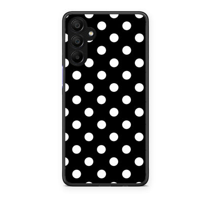 Θήκη Samsung A15 5G White Polka Dots on Black από τη Smartfits με σχέδιο στο πίσω μέρος και μαύρο περίβλημα | Samsung A15 5G White Polka Dots on Black case with colorful back and black bezels
