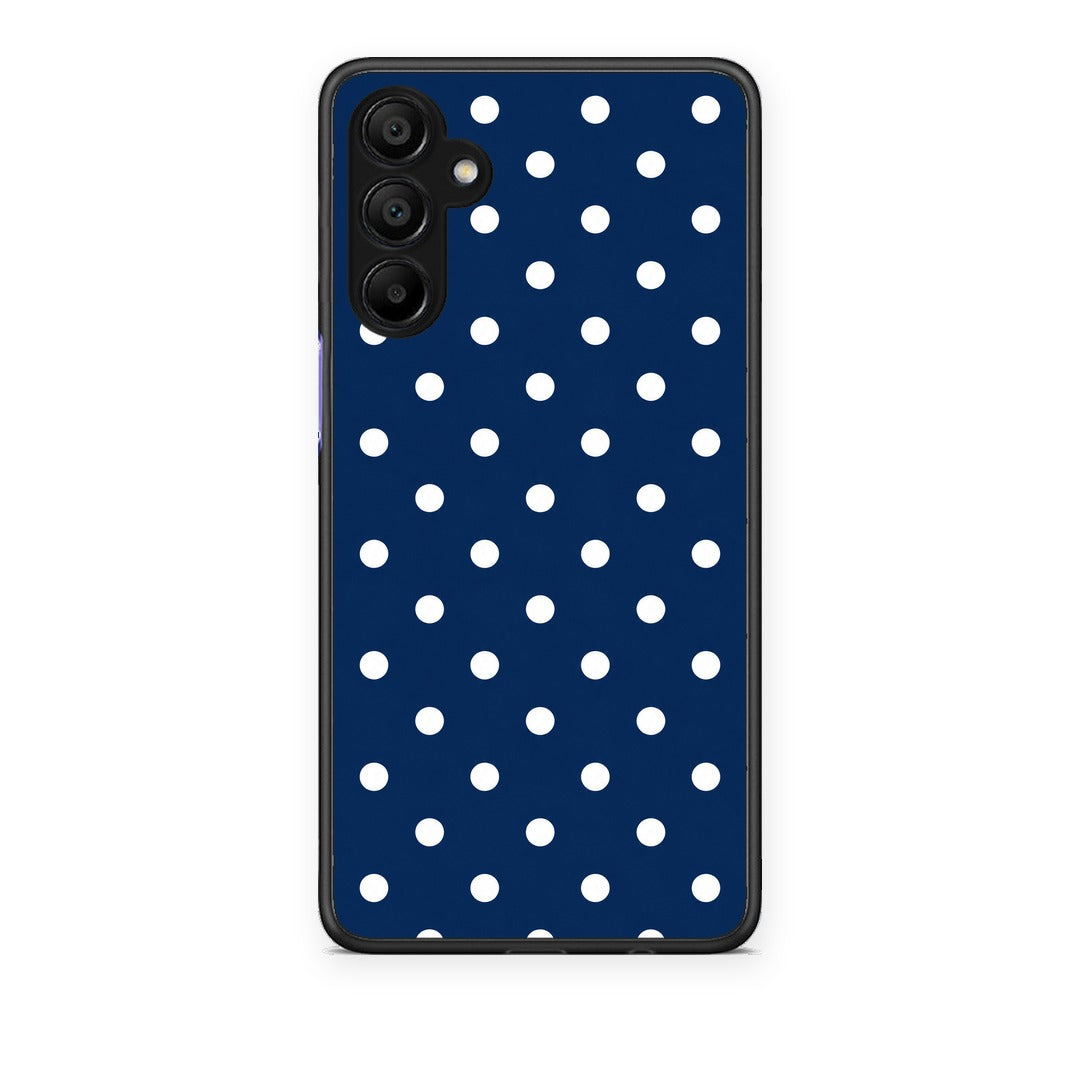 Θήκη Samsung A15 5G White Small Polka Dots on Navy από τη Smartfits με σχέδιο στο πίσω μέρος και μαύρο περίβλημα | Samsung A15 5G White Small Polka Dots on Navy case with colorful back and black bezels