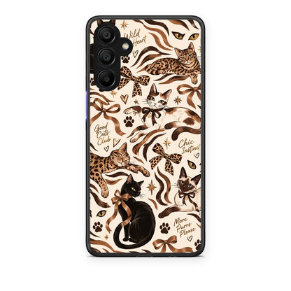 Θήκη Samsung A15 5G Wild Cats and Animal Print Collage από τη Smartfits με σχέδιο στο πίσω μέρος και μαύρο περίβλημα | Samsung A15 5G Wild Cats and Animal Print Collage case with colorful back and black bezels