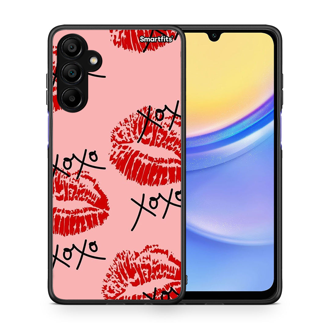 Θήκη Samsung A15 5G XOXO Lips από τη Smartfits με σχέδιο στο πίσω μέρος και μαύρο περίβλημα | Samsung A15 5G XOXO Lips case with colorful back and black bezels