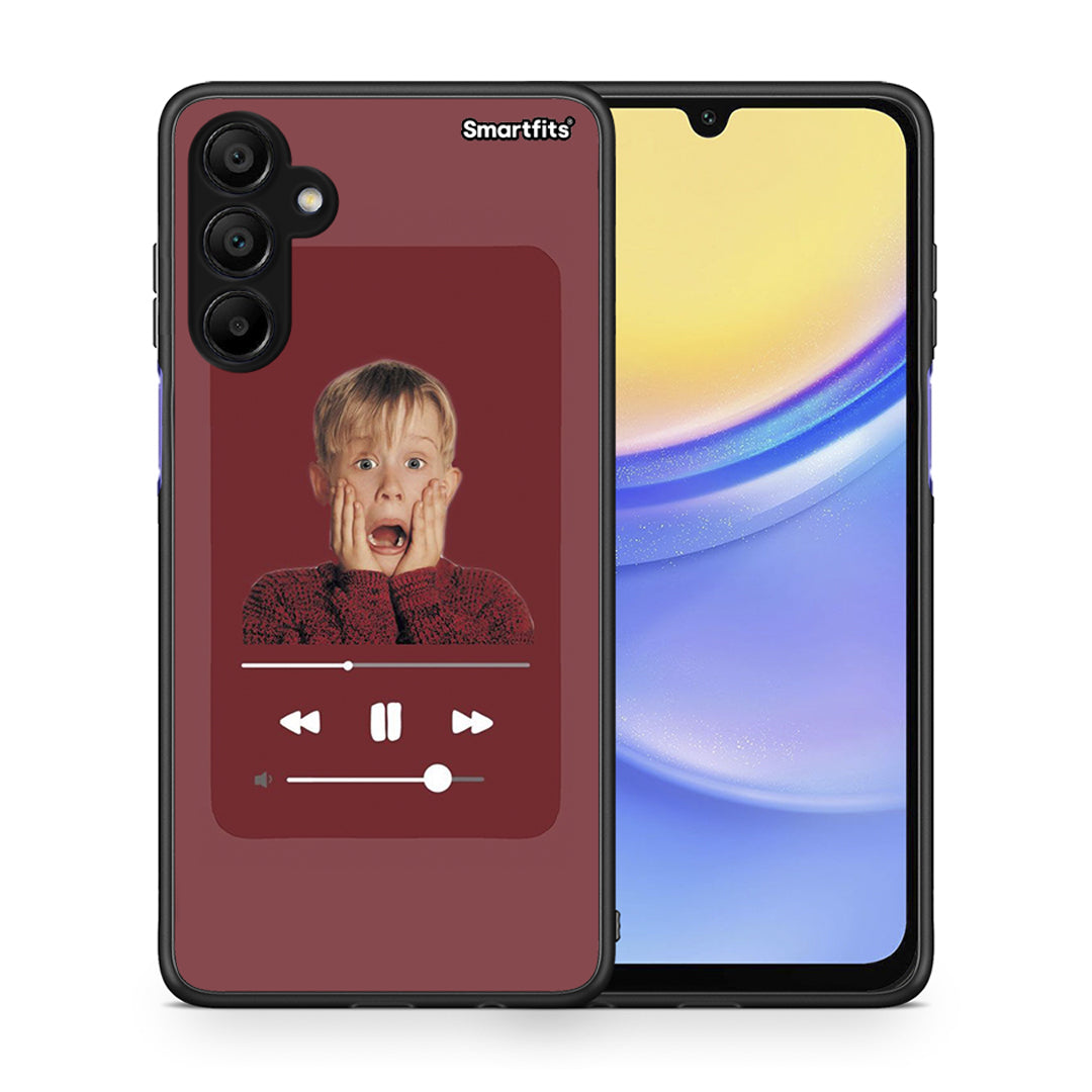 Θήκη Samsung A15 5G Xmas Alone Music από τη Smartfits με σχέδιο στο πίσω μέρος και μαύρο περίβλημα | Samsung A15 5G Xmas Alone Music case with colorful back and black bezels