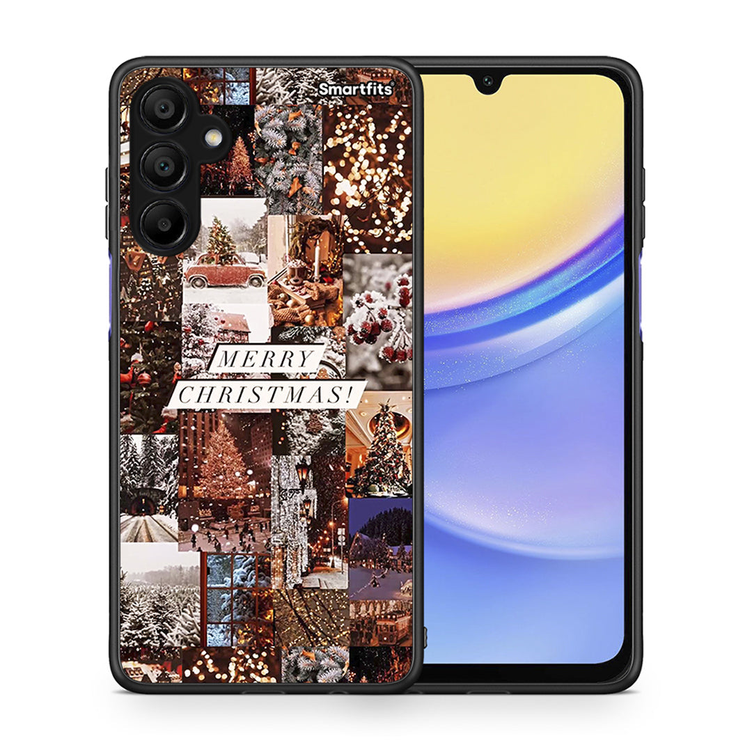 Θήκη Samsung A15 5G Xmas Collage από τη Smartfits με σχέδιο στο πίσω μέρος και μαύρο περίβλημα | Samsung A15 5G Xmas Collage case with colorful back and black bezels