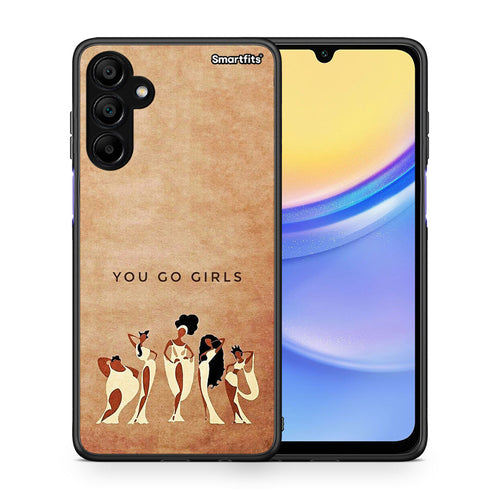 Θήκη Samsung A15 5G You Go Girl από τη Smartfits με σχέδιο στο πίσω μέρος και μαύρο περίβλημα | Samsung A15 5G You Go Girl case with colorful back and black bezels
