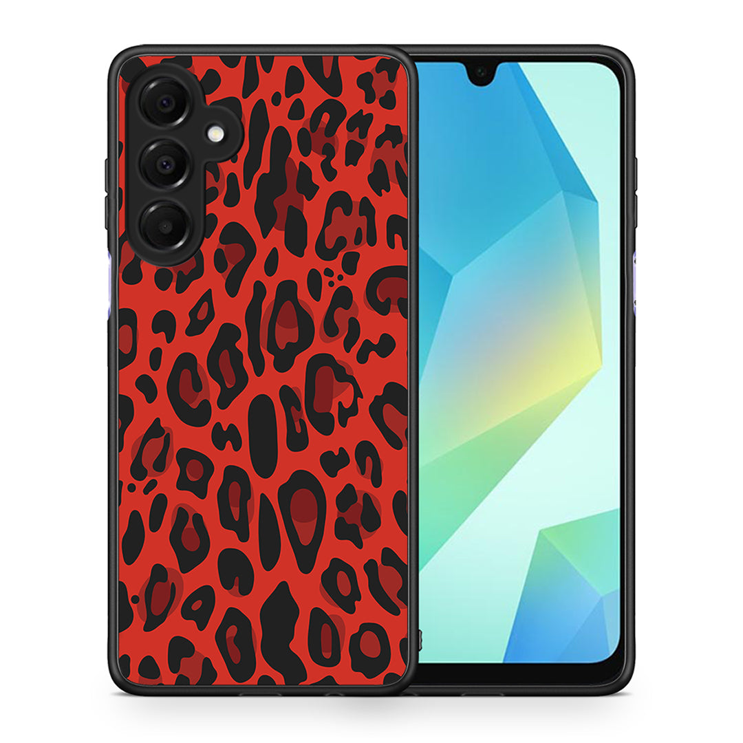 Θήκη Samsung Galaxy A16 4G / 5G Red Leopard Animal από τη Smartfits με σχέδιο στο πίσω μέρος και μαύρο περίβλημα | Samsung Galaxy A16 4G / 5G Red Leopard Animal case with colorful back and black bezels
