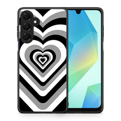 Θήκη Samsung Galaxy A16 4G / 5G Black Hearts από τη Smartfits με σχέδιο στο πίσω μέρος και μαύρο περίβλημα | Samsung Galaxy A16 4G / 5G Black Hearts case with colorful back and black bezels
