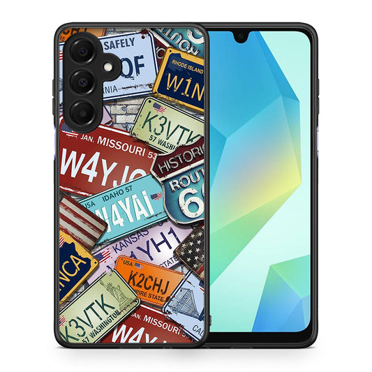 Θήκη Samsung Galaxy A16 4G / 5G Car Plates από τη Smartfits με σχέδιο στο πίσω μέρος και μαύρο περίβλημα | Samsung Galaxy A16 4G / 5G Car Plates case with colorful back and black bezels
