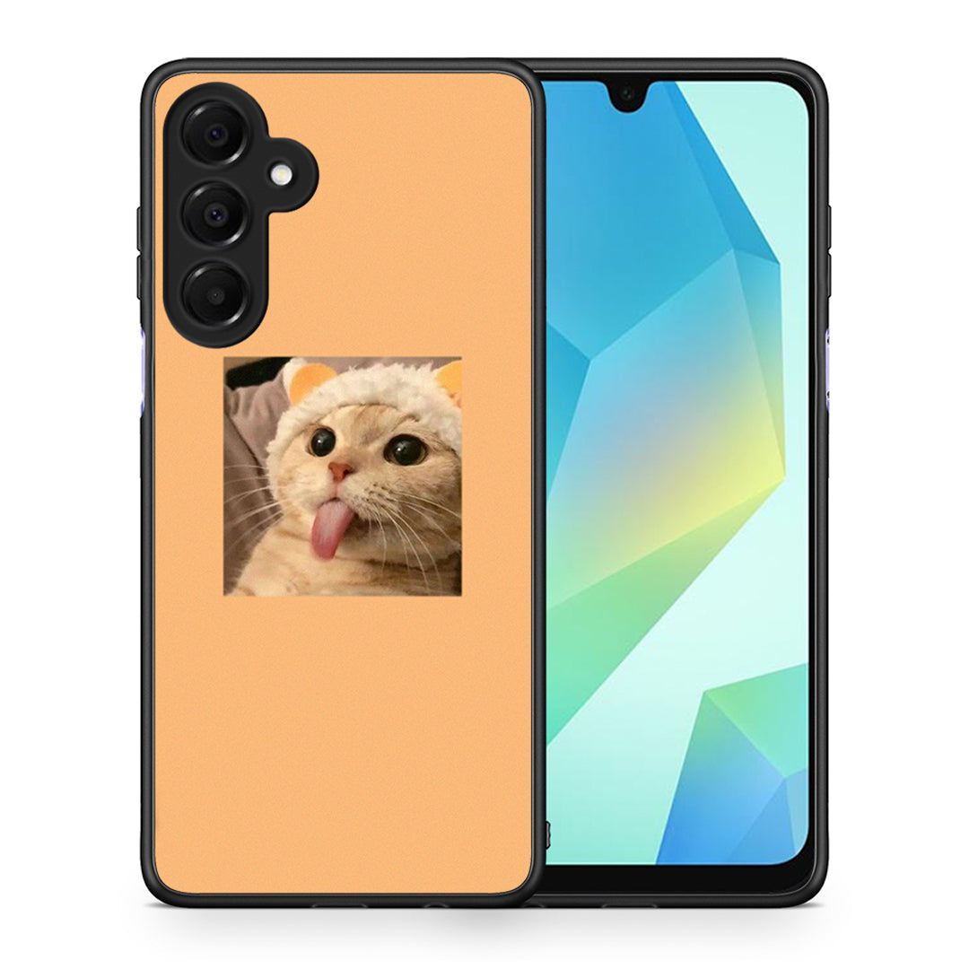 Θήκη Samsung Galaxy A16 4G / 5G Cat Tongue από τη Smartfits με σχέδιο στο πίσω μέρος και μαύρο περίβλημα | Samsung Galaxy A16 4G / 5G Cat Tongue case with colorful back and black bezels