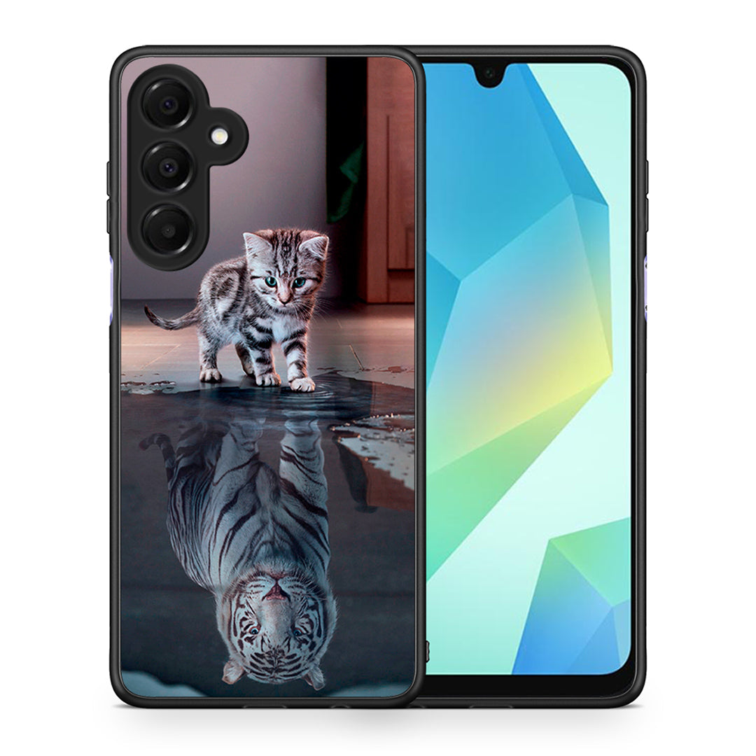 Θήκη Samsung Galaxy A16 4G / 5G Tiger Cute από τη Smartfits με σχέδιο στο πίσω μέρος και μαύρο περίβλημα | Samsung Galaxy A16 4G / 5G Tiger Cute case with colorful back and black bezels
