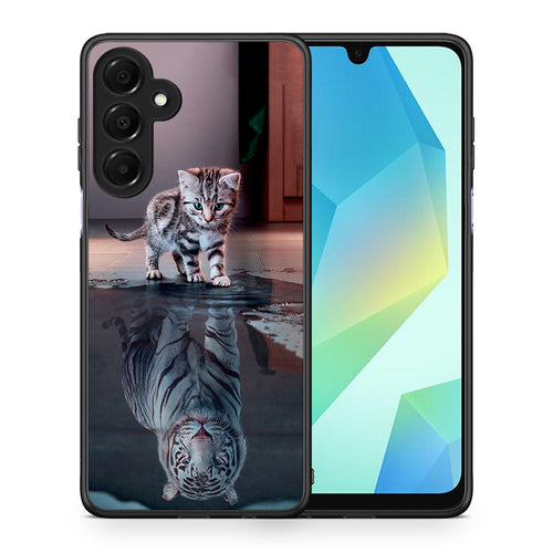 Θήκη Samsung Galaxy A16 4G / 5G Tiger Cute από τη Smartfits με σχέδιο στο πίσω μέρος και μαύρο περίβλημα | Samsung Galaxy A16 4G / 5G Tiger Cute case with colorful back and black bezels