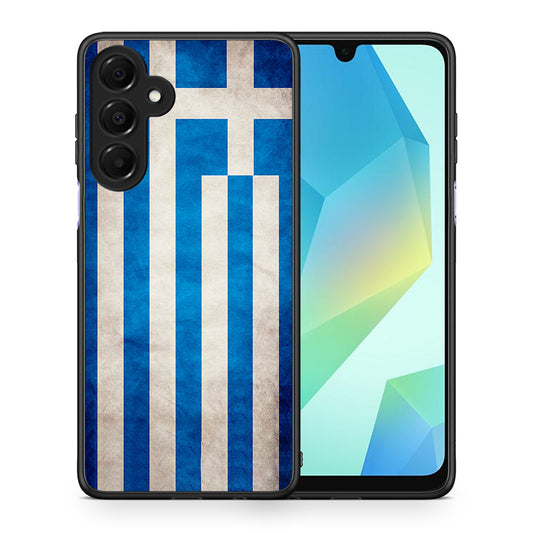 Θήκη Samsung Galaxy A16 4G / 5G Greek Flag από τη Smartfits με σχέδιο στο πίσω μέρος και μαύρο περίβλημα | Samsung Galaxy A16 4G / 5G Greek Flag case with colorful back and black bezels