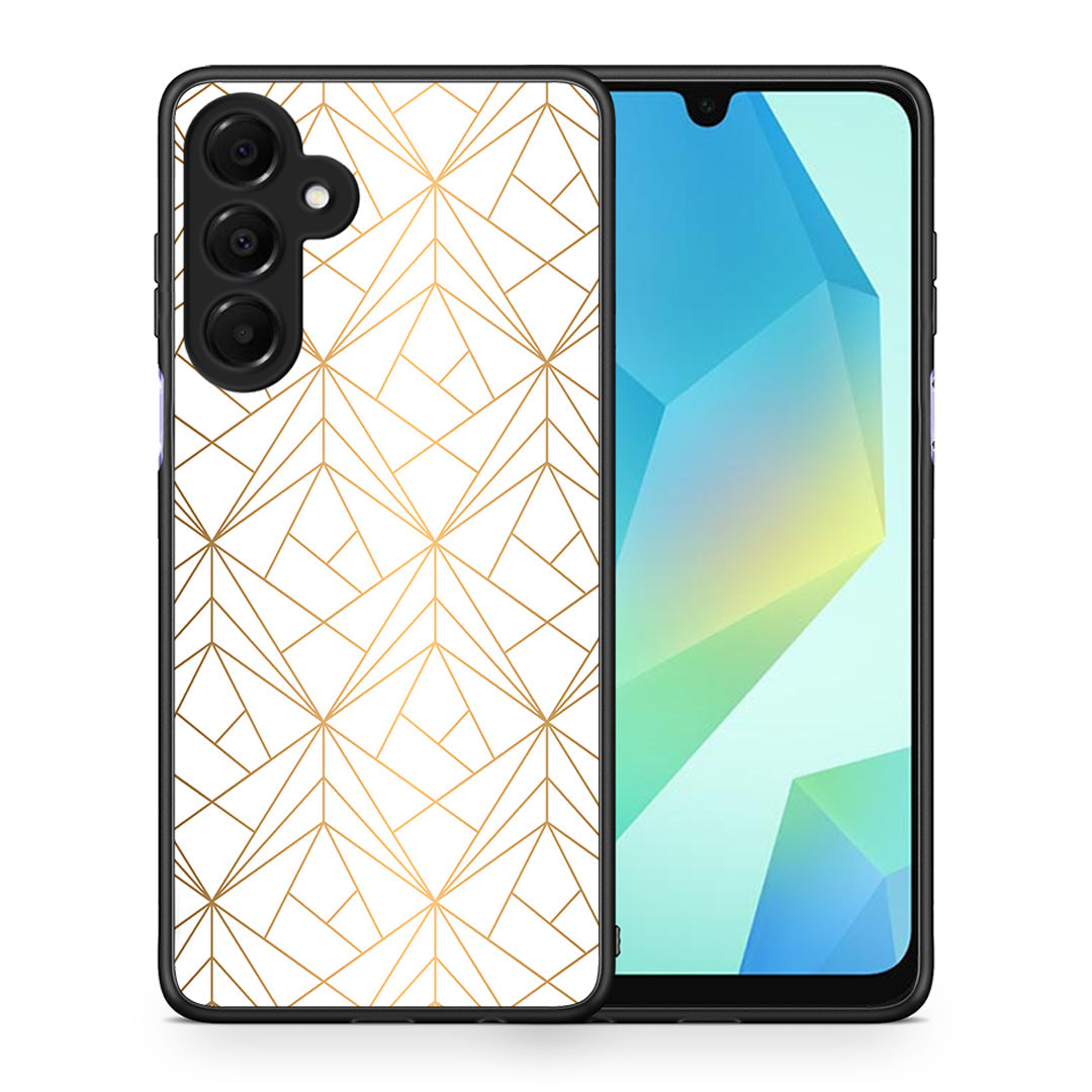 Θήκη Samsung Galaxy A16 4G / 5G Luxury White Geometric από τη Smartfits με σχέδιο στο πίσω μέρος και μαύρο περίβλημα | Samsung Galaxy A16 4G / 5G Luxury White Geometric case with colorful back and black bezels