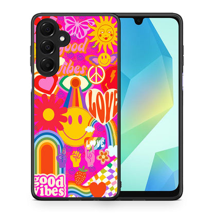 Θήκη Samsung Galaxy A16 4G / 5G Hippie Love από τη Smartfits με σχέδιο στο πίσω μέρος και μαύρο περίβλημα | Samsung Galaxy A16 4G / 5G Hippie Love case with colorful back and black bezels