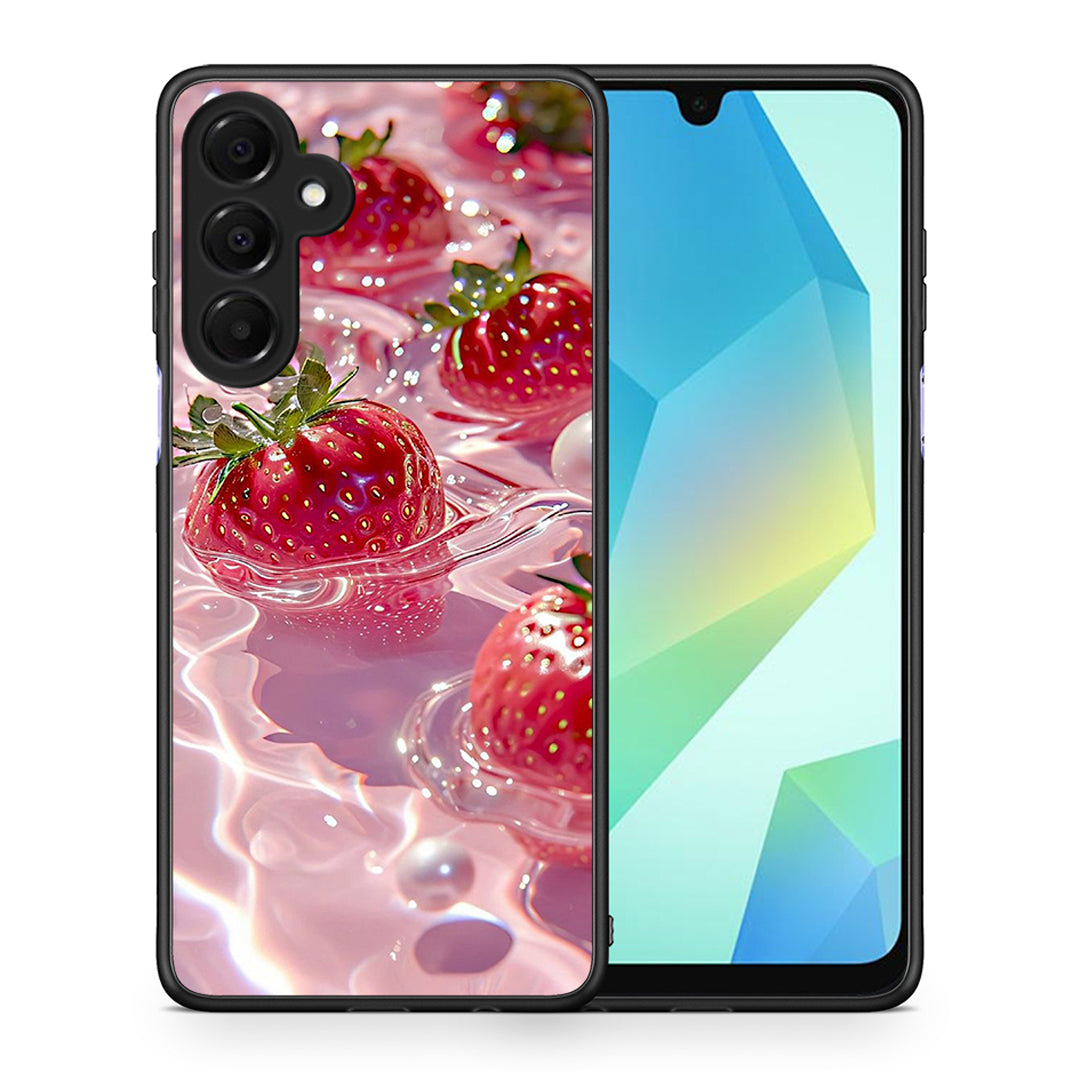 Θήκη Samsung Galaxy A16 4G / 5G Juicy Strawberries από τη Smartfits με σχέδιο στο πίσω μέρος και μαύρο περίβλημα | Samsung Galaxy A16 4G / 5G Juicy Strawberries case with colorful back and black bezels