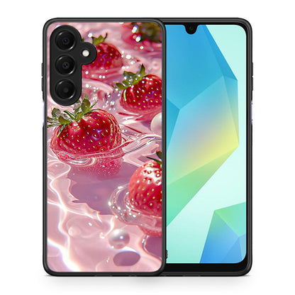 Θήκη Samsung Galaxy A16 4G / 5G Juicy Strawberries από τη Smartfits με σχέδιο στο πίσω μέρος και μαύρο περίβλημα | Samsung Galaxy A16 4G / 5G Juicy Strawberries case with colorful back and black bezels