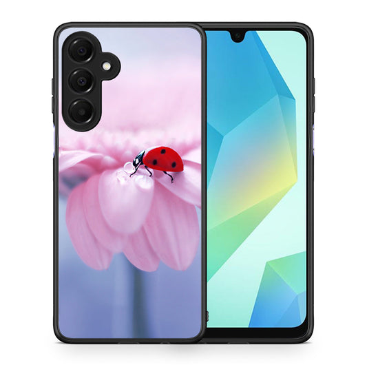 Θήκη Samsung Galaxy A16 4G / 5G Ladybug Flower από τη Smartfits με σχέδιο στο πίσω μέρος και μαύρο περίβλημα | Samsung Galaxy A16 4G / 5G Ladybug Flower case with colorful back and black bezels