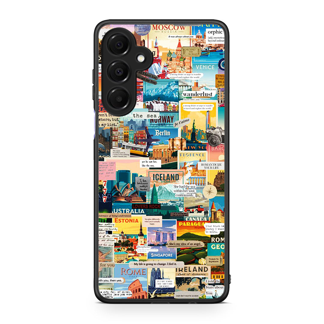 Samsung Galaxy A16 4G / 5G Live To Travel θήκη από τη Smartfits με σχέδιο στο πίσω μέρος και μαύρο περίβλημα | Smartphone case with colorful back and black bezels by Smartfits