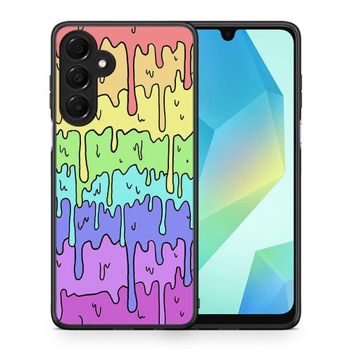 Θήκη Samsung Galaxy A16 4G / 5G Melting Rainbow από τη Smartfits με σχέδιο στο πίσω μέρος και μαύρο περίβλημα | Samsung Galaxy A16 4G / 5G Melting Rainbow case with colorful back and black bezels