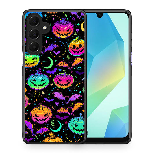 Θήκη Samsung Galaxy A16 4G / 5G Neon Halloween από τη Smartfits με σχέδιο στο πίσω μέρος και μαύρο περίβλημα | Samsung Galaxy A16 4G / 5G Neon Halloween case with colorful back and black bezels
