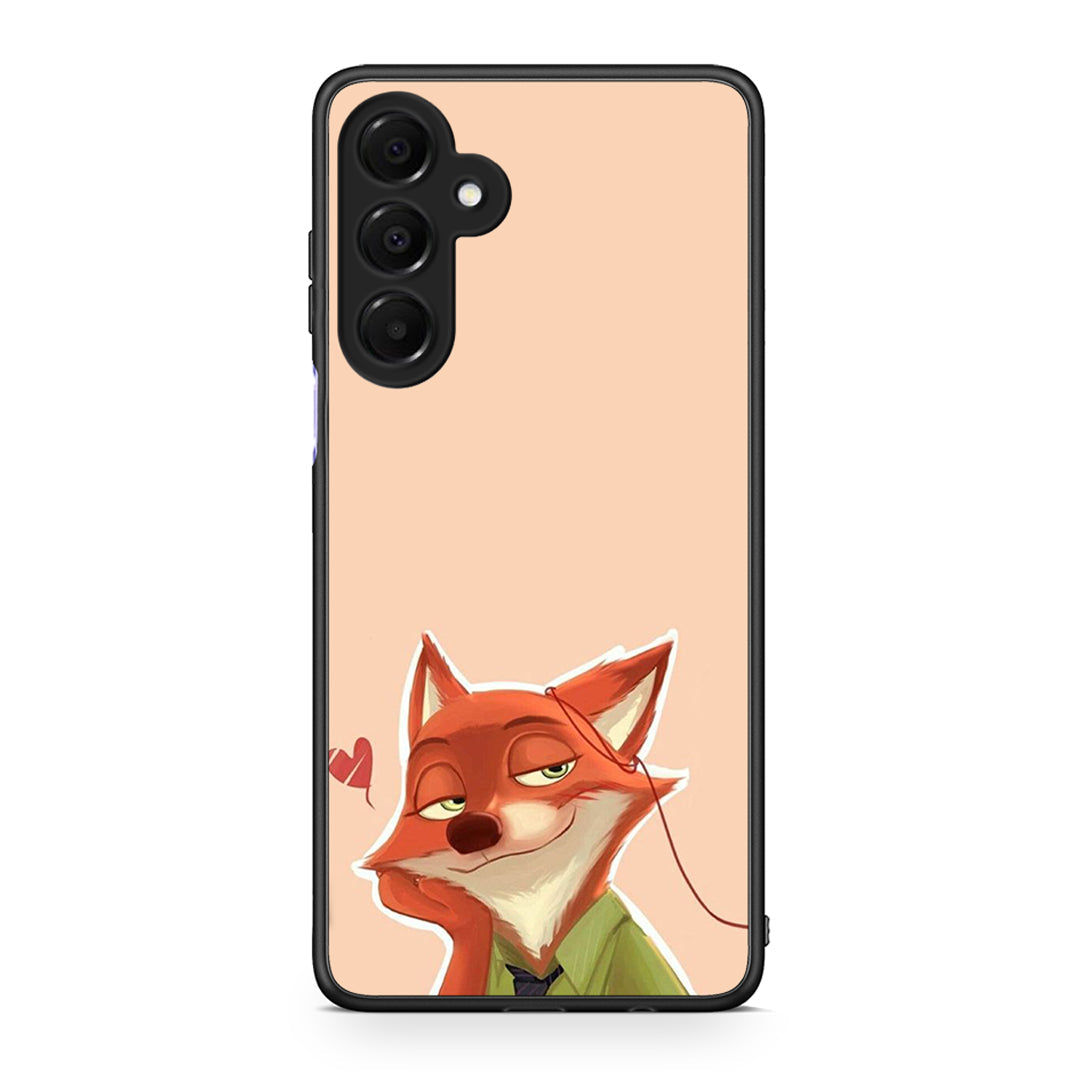 Samsung Galaxy A16 4G / 5G Nick Wilde And Judy Hopps Love 1 θήκη από τη Smartfits με σχέδιο στο πίσω μέρος και μαύρο περίβλημα | Smartphone case with colorful back and black bezels by Smartfits
