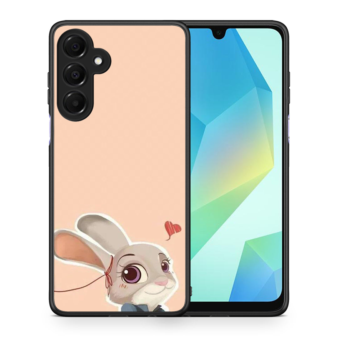 Θήκη Samsung Galaxy A16 4G / 5G Nick Wilde And Judy Hopps Love 2 από τη Smartfits με σχέδιο στο πίσω μέρος και μαύρο περίβλημα | Samsung Galaxy A16 4G / 5G Nick Wilde And Judy Hopps Love 2 case with colorful back and black bezels
