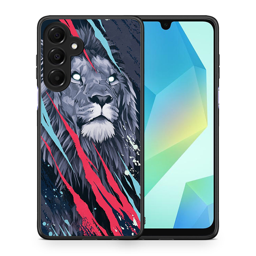 Θήκη Samsung Galaxy A16 4G / 5G Lion Designer PopArt από τη Smartfits με σχέδιο στο πίσω μέρος και μαύρο περίβλημα | Samsung Galaxy A16 4G / 5G Lion Designer PopArt case with colorful back and black bezels