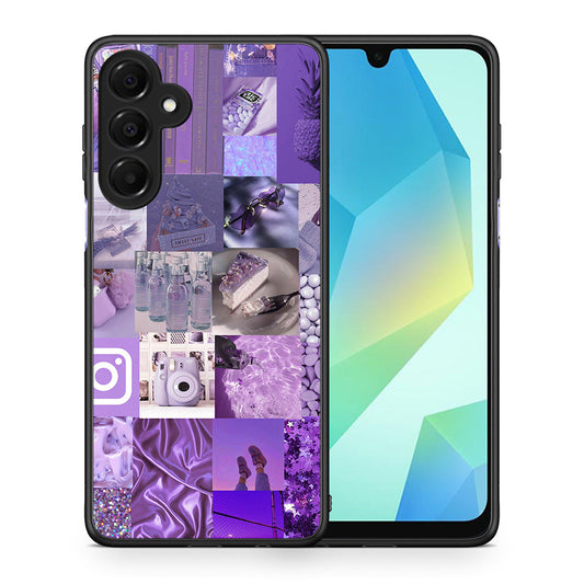 Θήκη Samsung Galaxy A16 4G / 5G Purple Aesthetic Collage από τη Smartfits με σχέδιο στο πίσω μέρος και μαύρο περίβλημα | Samsung Galaxy A16 4G / 5G Purple Aesthetic Collage case with colorful back and black bezels