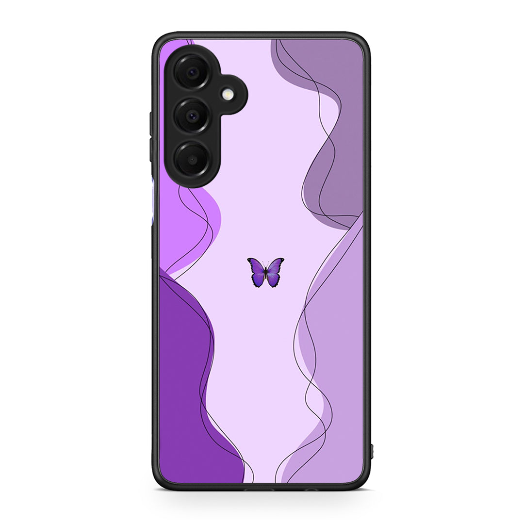 Samsung Galaxy A16 4G / 5G Purple Mariposa Θήκη Αγίου Βαλεντίνου από τη Smartfits με σχέδιο στο πίσω μέρος και μαύρο περίβλημα | Smartphone case with colorful back and black bezels by Smartfits