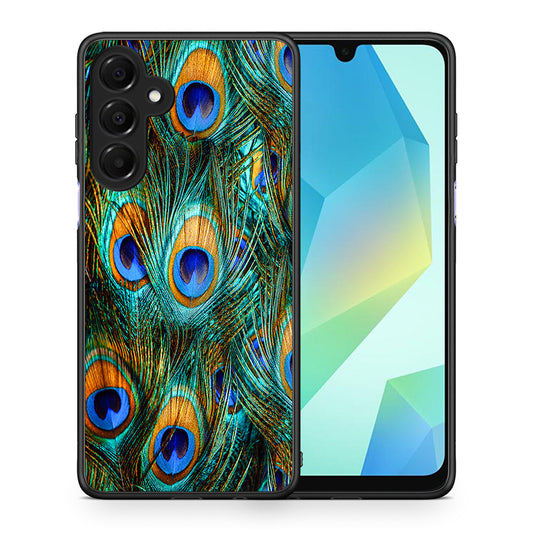 Θήκη Samsung Galaxy A16 4G / 5G Real Peacock Feathers από τη Smartfits με σχέδιο στο πίσω μέρος και μαύρο περίβλημα | Samsung Galaxy A16 4G / 5G Real Peacock Feathers case with colorful back and black bezels