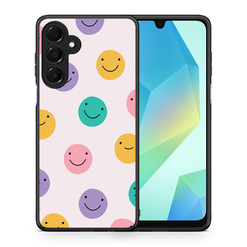 Θήκη Samsung Galaxy A16 4G / 5G Smiley Faces από τη Smartfits με σχέδιο στο πίσω μέρος και μαύρο περίβλημα | Samsung Galaxy A16 4G / 5G Smiley Faces case with colorful back and black bezels