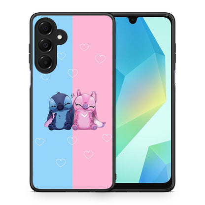 Θήκη Samsung Galaxy A16 4G / 5G Stitch And Angel από τη Smartfits με σχέδιο στο πίσω μέρος και μαύρο περίβλημα | Samsung Galaxy A16 4G / 5G Stitch And Angel case with colorful back and black bezels