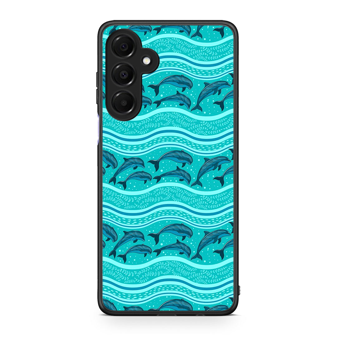 Samsung Galaxy A16 4G / 5G Swimming Dolphins θήκη από τη Smartfits με σχέδιο στο πίσω μέρος και μαύρο περίβλημα | Smartphone case with colorful back and black bezels by Smartfits