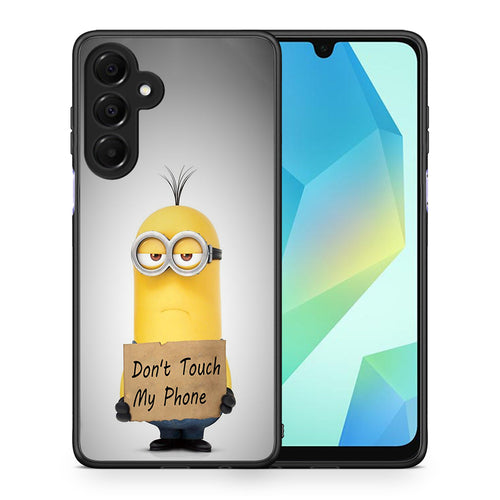 Θήκη Samsung Galaxy A16 4G / 5G Minion Text από τη Smartfits με σχέδιο στο πίσω μέρος και μαύρο περίβλημα | Samsung Galaxy A16 4G / 5G Minion Text case with colorful back and black bezels