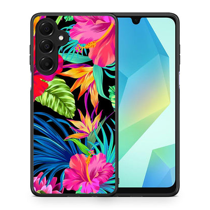 Θήκη Samsung Galaxy A16 4G / 5G Tropical Flowers από τη Smartfits με σχέδιο στο πίσω μέρος και μαύρο περίβλημα | Samsung Galaxy A16 4G / 5G Tropical Flowers case with colorful back and black bezels