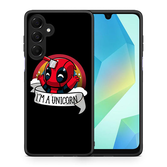 Θήκη Samsung Galaxy A16 4G / 5G Unicorn Deadpool από τη Smartfits με σχέδιο στο πίσω μέρος και μαύρο περίβλημα | Samsung Galaxy A16 4G / 5G Unicorn Deadpool case with colorful back and black bezels