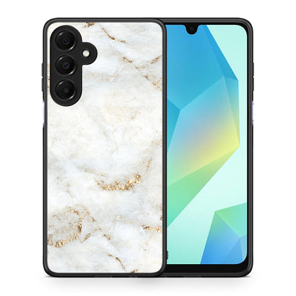 Θήκη Samsung Galaxy A16 4G / 5G White Gold Marble από τη Smartfits με σχέδιο στο πίσω μέρος και μαύρο περίβλημα | Samsung Galaxy A16 4G / 5G White Gold Marble case with colorful back and black bezels