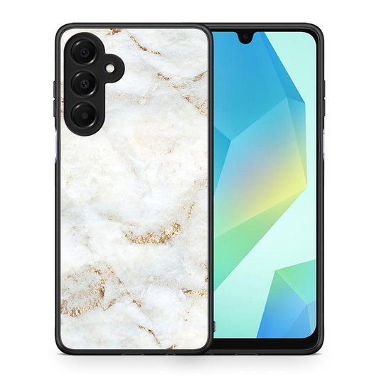Θήκη Samsung Galaxy A16 4G / 5G White Gold Marble από τη Smartfits με σχέδιο στο πίσω μέρος και μαύρο περίβλημα | Samsung Galaxy A16 4G / 5G White Gold Marble case with colorful back and black bezels