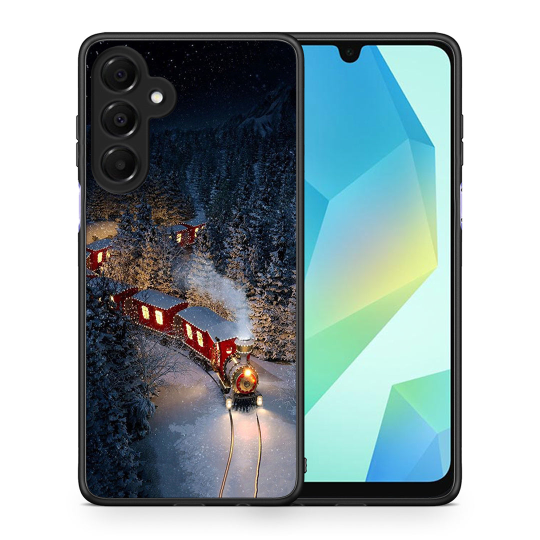 Θήκη Samsung Galaxy A16 4G / 5G Xmas Train από τη Smartfits με σχέδιο στο πίσω μέρος και μαύρο περίβλημα | Samsung Galaxy A16 4G / 5G Xmas Train case with colorful back and black bezels
