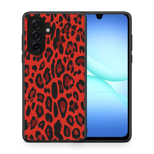 Θήκη Samsung Galaxy A17 4G Red Leopard Animal από τη Smartfits με σχέδιο στο πίσω μέρος και μαύρο περίβλημα | Samsung Galaxy A17 4G Red Leopard Animal case with colorful back and black bezels