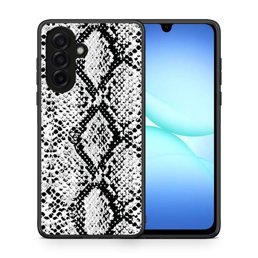 Θήκη Samsung Galaxy A17 4G White Snake Animal από τη Smartfits με σχέδιο στο πίσω μέρος και μαύρο περίβλημα | Samsung Galaxy A17 4G White Snake Animal case with colorful back and black bezels