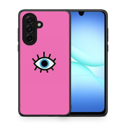 Θήκη Samsung Galaxy A17 4G Blue Eye Pink από τη Smartfits με σχέδιο στο πίσω μέρος και μαύρο περίβλημα | Samsung Galaxy A17 4G Blue Eye Pink case with colorful back and black bezels