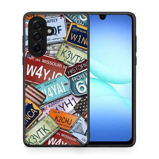 Θήκη Samsung Galaxy A17 4G Car Plates από τη Smartfits με σχέδιο στο πίσω μέρος και μαύρο περίβλημα | Samsung Galaxy A17 4G Car Plates case with colorful back and black bezels
