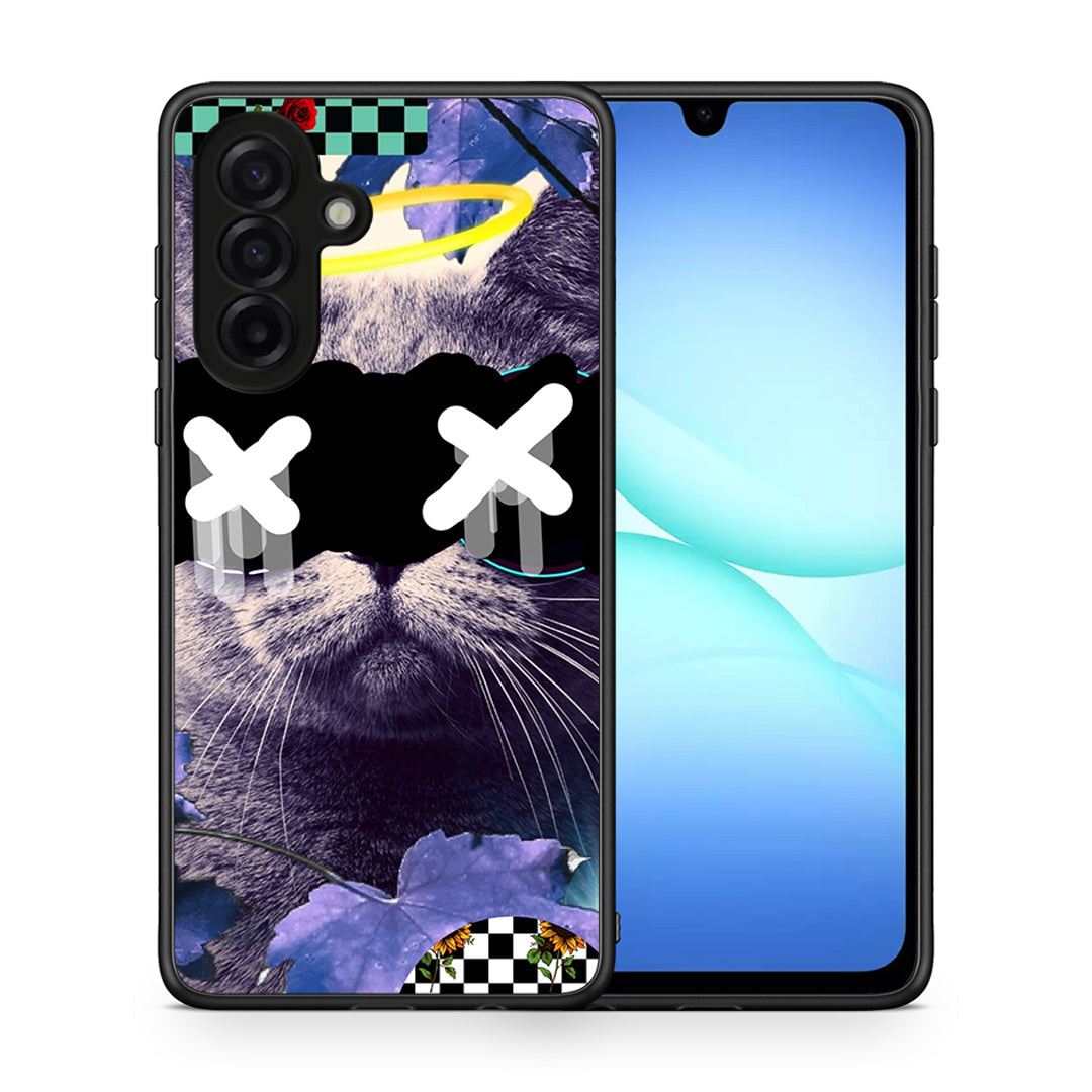 Θήκη Samsung Galaxy A17 4G Cat Collage από τη Smartfits με σχέδιο στο πίσω μέρος και μαύρο περίβλημα | Samsung Galaxy A17 4G Cat Collage case with colorful back and black bezels