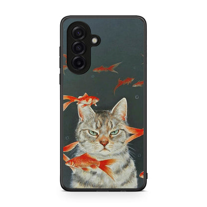 Samsung Galaxy A17 4G Cat Goldfish θήκη από τη Smartfits με σχέδιο στο πίσω μέρος και μαύρο περίβλημα | Smartphone case with colorful back and black bezels by Smartfits
