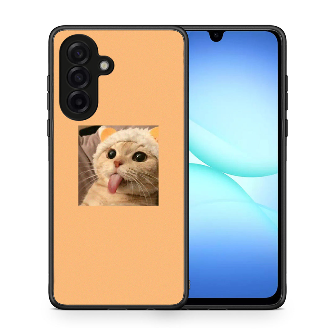 Θήκη Samsung Galaxy A17 4G Cat Tongue από τη Smartfits με σχέδιο στο πίσω μέρος και μαύρο περίβλημα | Samsung Galaxy A17 4G Cat Tongue case with colorful back and black bezels