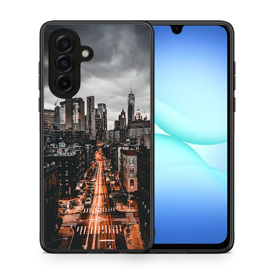 Θήκη Samsung Galaxy A17 4G City Lights από τη Smartfits με σχέδιο στο πίσω μέρος και μαύρο περίβλημα | Samsung Galaxy A17 4G City Lights case with colorful back and black bezels