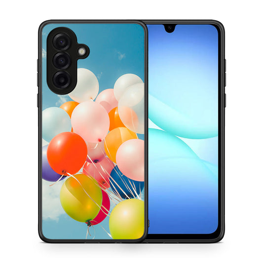 Θήκη Samsung Galaxy A17 4G Colorful Balloons από τη Smartfits με σχέδιο στο πίσω μέρος και μαύρο περίβλημα | Samsung Galaxy A17 4G Colorful Balloons case with colorful back and black bezels