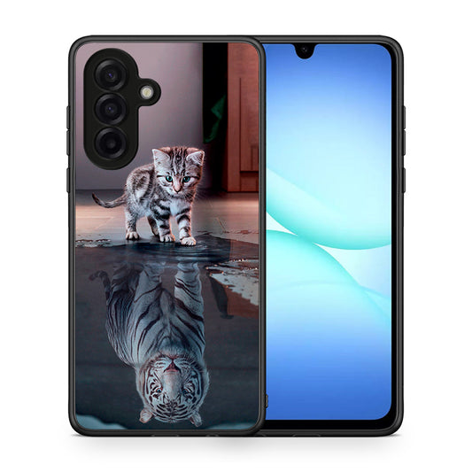 Θήκη Samsung Galaxy A17 4G Tiger Cute από τη Smartfits με σχέδιο στο πίσω μέρος και μαύρο περίβλημα | Samsung Galaxy A17 4G Tiger Cute case with colorful back and black bezels