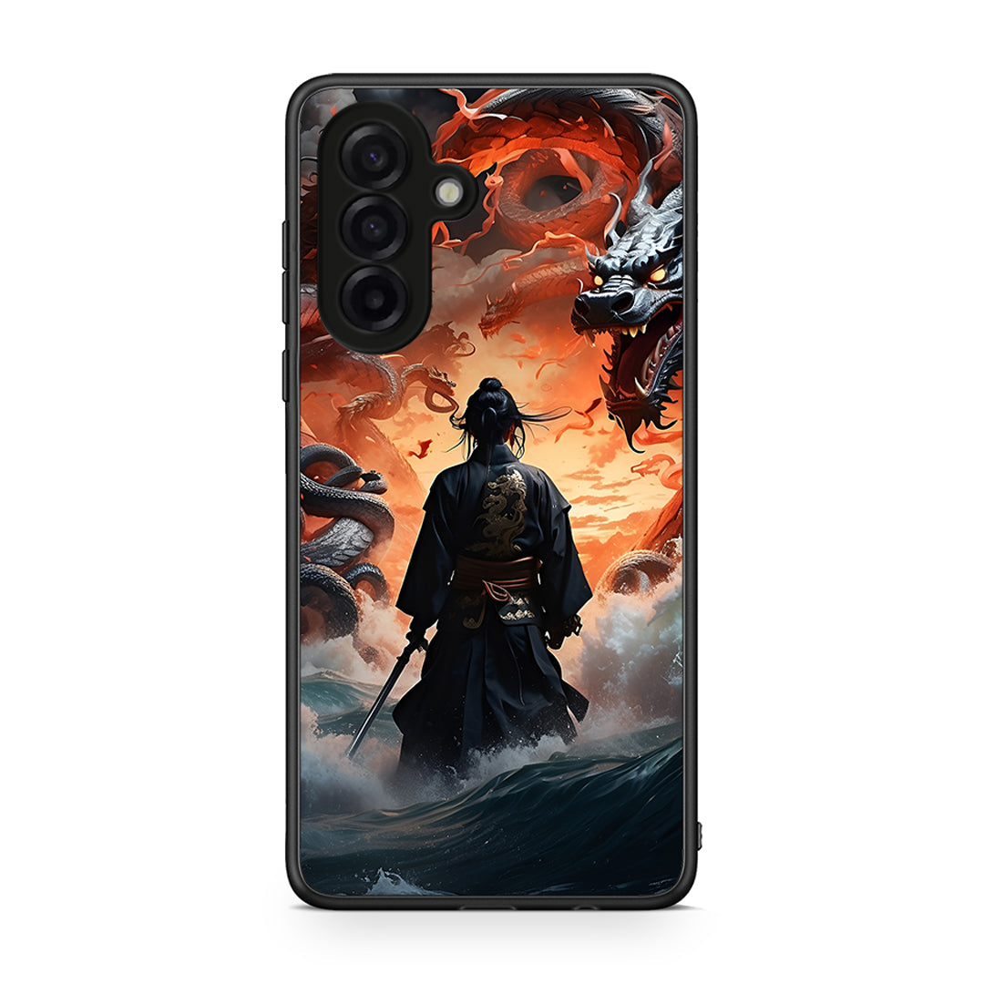 Samsung Galaxy A17 4G Dragons Fight θήκη από τη Smartfits με σχέδιο στο πίσω μέρος και μαύρο περίβλημα | Smartphone case with colorful back and black bezels by Smartfits
