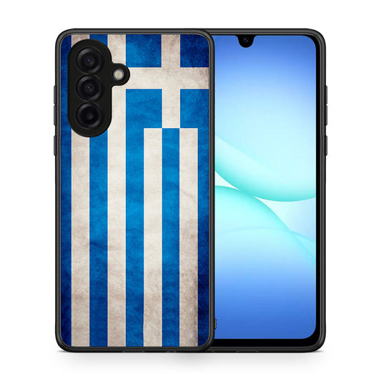 Θήκη Samsung Galaxy A17 4G Greek Flag από τη Smartfits με σχέδιο στο πίσω μέρος και μαύρο περίβλημα | Samsung Galaxy A17 4G Greek Flag case with colorful back and black bezels